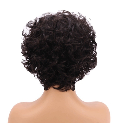 250% Δυσσωματικότητα Pixie Cut Curly Human Hair Wig με υλικό βάσης ελβετικής δαντέλας