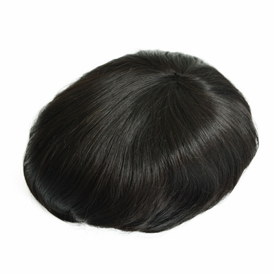 Φυσικό χρώμα Τούπη ανδρών με Custom Slicked Back Style 100% Ανθρώπινη μαλλιά Δαντέλα Topper