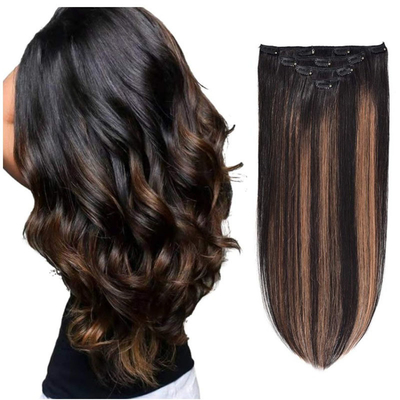 Virgin Highlight Remy Hair Clip In Extensions 7-9 κομμάτια για φυσικά πραγματικά ωμά μαλλιά