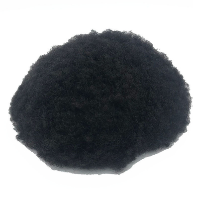 Remy Hair High Density Adhesive Afro Curl PU Lace Hair Replacement System Τούπι για μαύρους άνδρες
