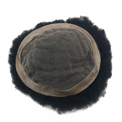 Remy Hair High Density Adhesive Afro Curl PU Lace Hair Replacement System Τούπι για μαύρους άνδρες