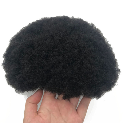Remy Hair High Density Adhesive Afro Curl PU Lace Hair Replacement System Τούπι για μαύρους άνδρες