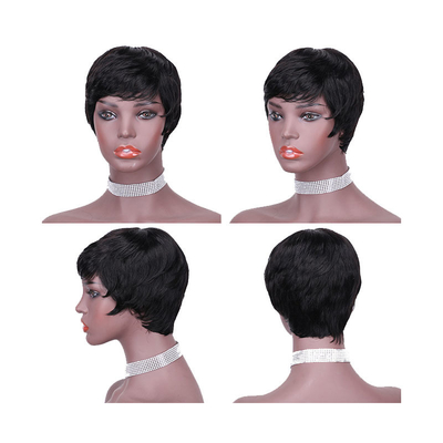 Προσαρμοσμένο λογότυπο Raw Natural Short Pixie Cut Human Hair Wig για φυσική εμφάνιση 250g-450g