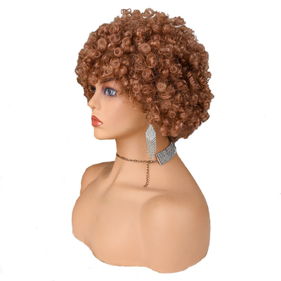 Ελαφριά υφή Pixie Cut Wig Φυσική Remy Ανθρώπινα μαλλιά Κοντά Κουροκέφαλα Προεπιλεγμένα με Bangs