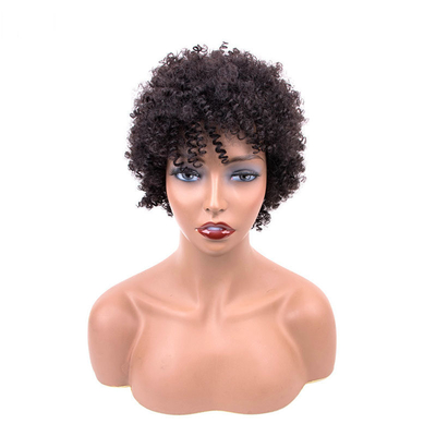 Ελαφριά υφή Pixie Cut Wig Φυσική Remy Ανθρώπινα μαλλιά Κοντά Κουροκέφαλα Προεπιλεγμένα με Bangs