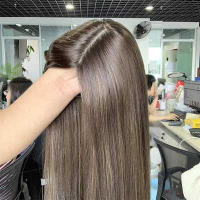 8-22 ίντσες μήκος ανθρώπινο μαλλί Topper με 120% Τούπη πυκνότητα OEM μετάξι