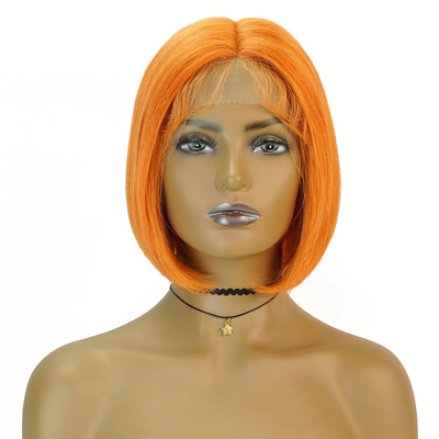 Διαφανής δαντέλα 150% πυκνότητα Remy Hair Highlight Πορτοκαλί ευθεία Bob περούκες με μωρά μαλλιά
