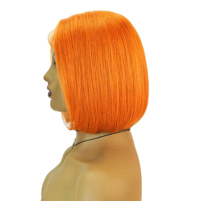 Διαφανής δαντέλα 150% πυκνότητα Remy Hair Highlight Πορτοκαλί ευθεία Bob περούκες με μωρά μαλλιά