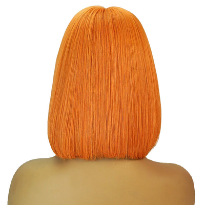 Διαφανής δαντέλα 150% πυκνότητα Remy Hair Highlight Πορτοκαλί ευθεία Bob περούκες με μωρά μαλλιά