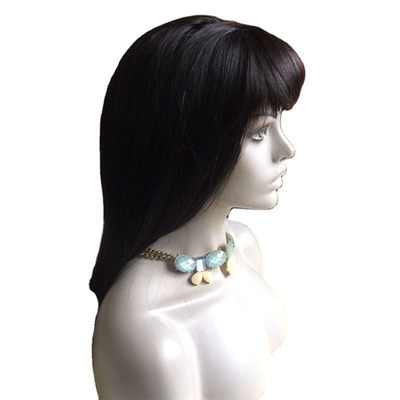 Φυσικό μαύρο ακατέργαστο παρθένο Remy Full Lace Χειροδεμένες περούκες με μαλλιά Bangs Παρουκάδες πωλητές