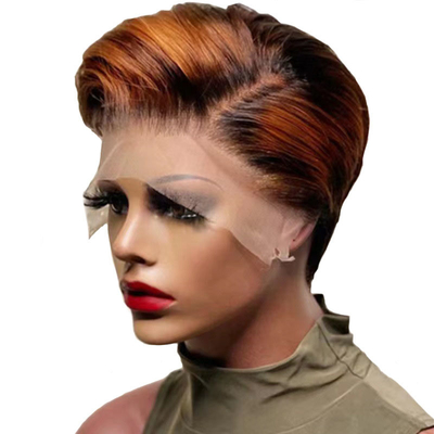 6' κοντό Αδιάλυτο φυσικό κόψιμο Pixie Brazilian Perruque Ανθρώπινες περούκες για λευκές γυναίκες