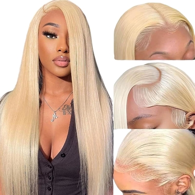 Κινέζικα μαλλιά 613 Ξανθιά 13X6 Hd Full Lace Frontal Raw Human Hair Wig με μωρά μαλλιά