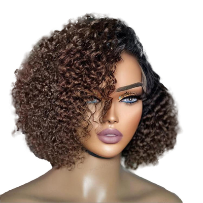 Ανθρώπινα μαλλιά Βραζιλία Pixie Cut Curly Full HD Δαντέλα Χωρίς κόλλα Πάρτε το μέρος περούκα για γυναίκες