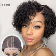 Ανθρώπινα μαλλιά Βραζιλία Pixie Cut Curly Full HD Δαντέλα Χωρίς κόλλα Πάρτε το μέρος περούκα για γυναίκες